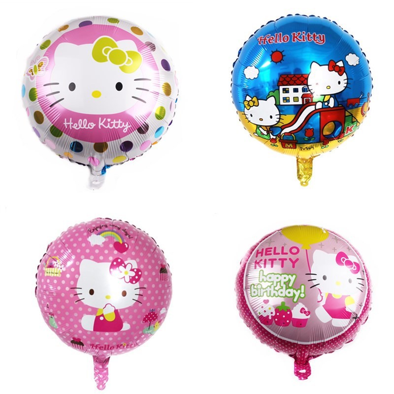 Balão de filme de alumínio para gato hello kt de 18 polegadas, balão de decoração de festa de aniversário infantil