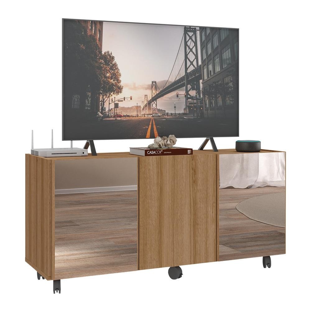 Rack TV até 32 Polegadas 3 Portas com Rodízios e Espelhos Multimóveis MP1076 em Oferta na Shopee