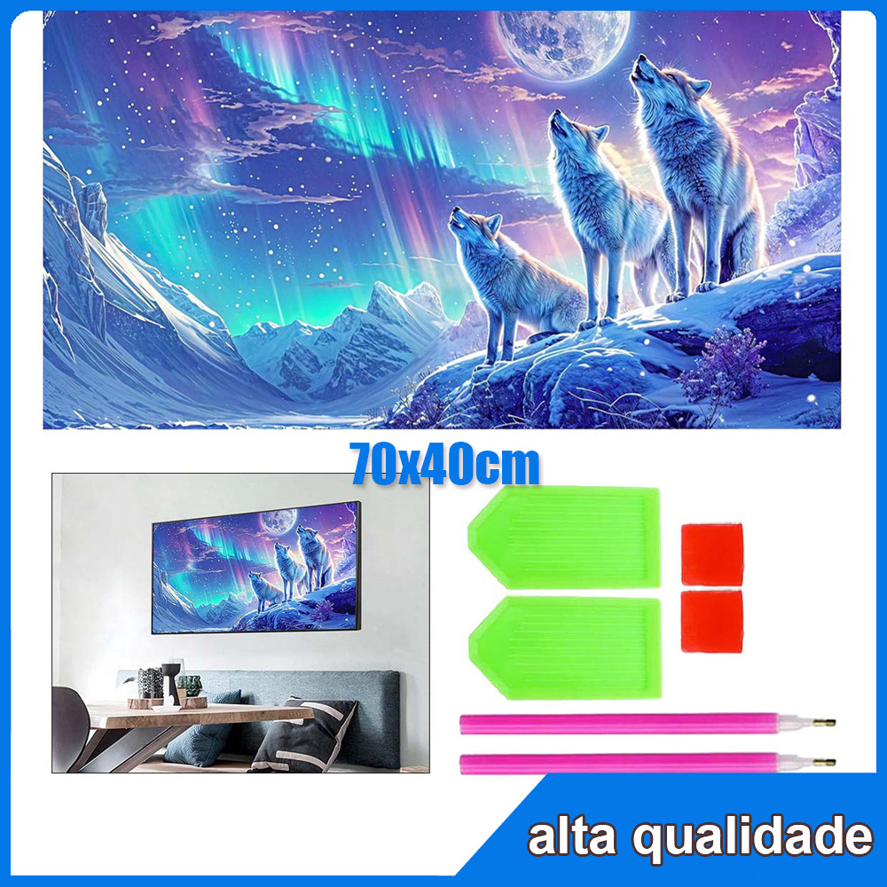 70x40cm Loba Aurora Quadrado Pintura Diamante 5D Pintura de Diamante Pintura Com Diamante A Óleo DIY Decorativa Pintad