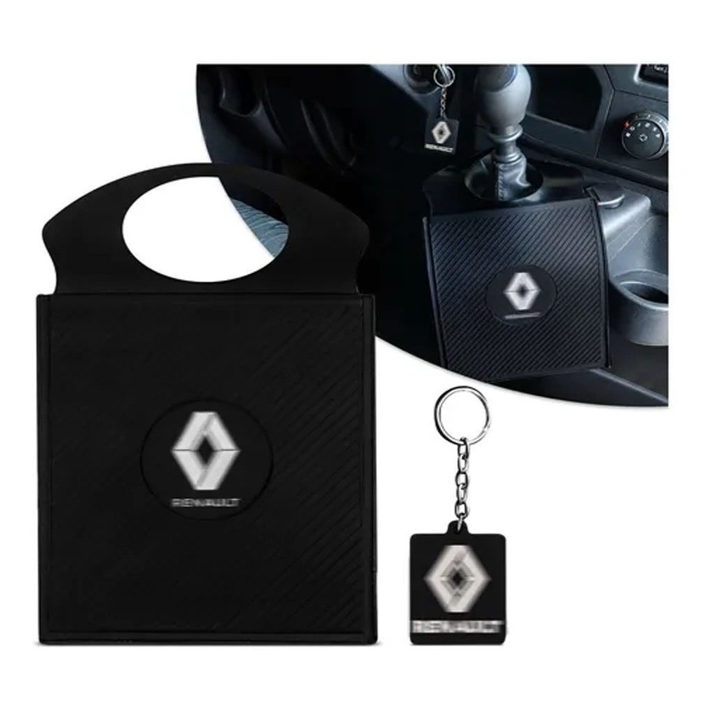 Kit Automotivo Porta Lixo Lixeirinha Lixinho + chaveiro -> Sandero, Duster, Oroch - PVC