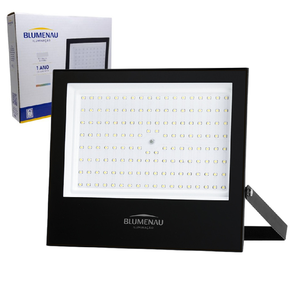 Refletor Led Holofote Carcaça 150w Prova D'água Preto Bivolt Play Luz Branco Frio Blumenau 6500k