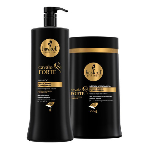 Kit Haskell Shampoo 1lt Mascara Cavalo Forte Brilho 900 gr