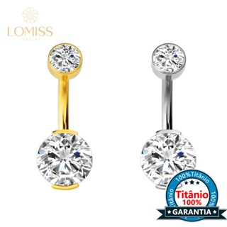 Lomiss Piercing Umbigo Banana Titânio 2 Zircônia Redonda em Oferta na Shopee
