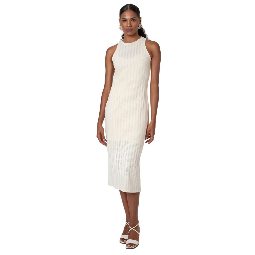Vestido Max Midi Tricô Flor De Lis