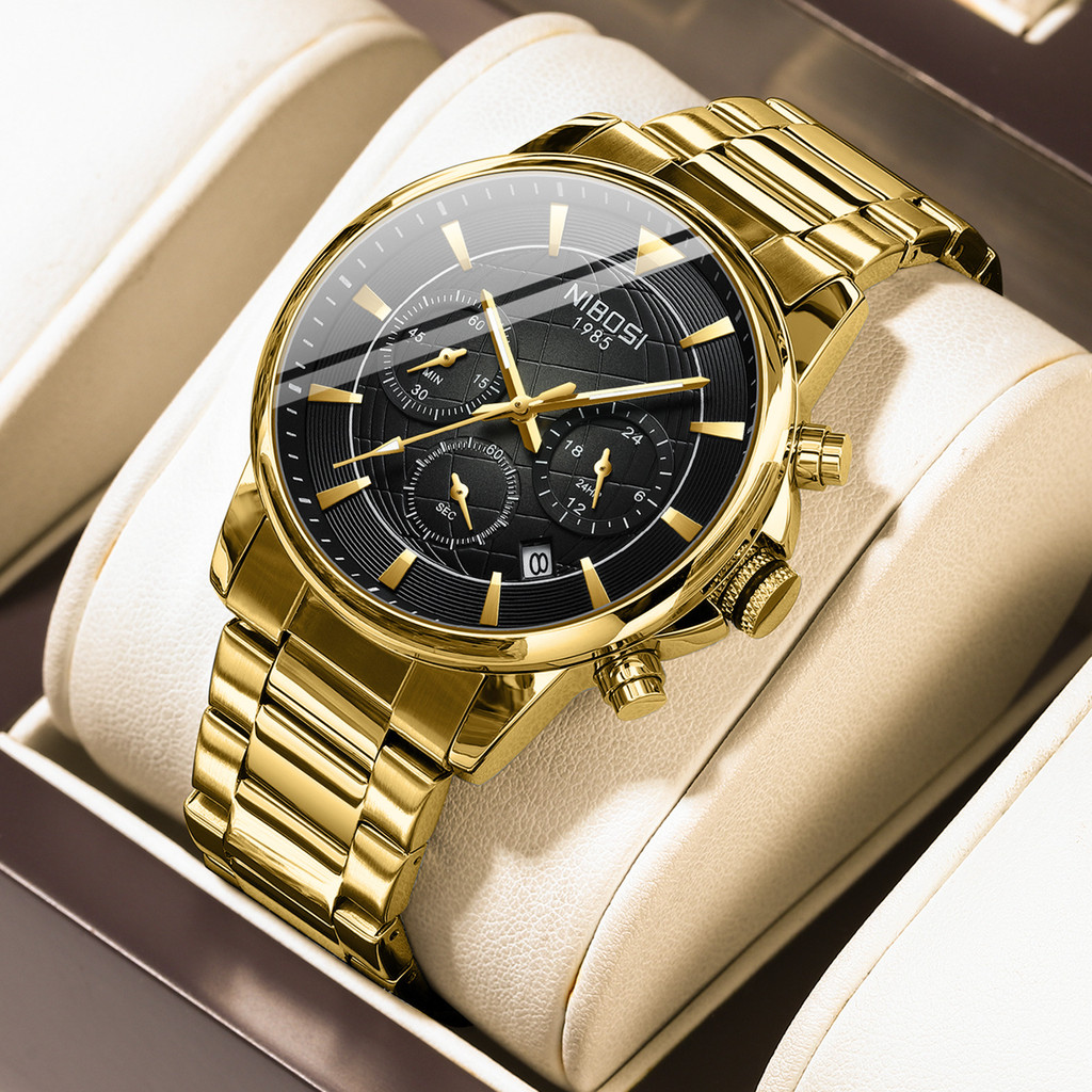 NIBOSI1985 Relógio De Quartzo À Prova D'água Masculino De Alta Qualidade