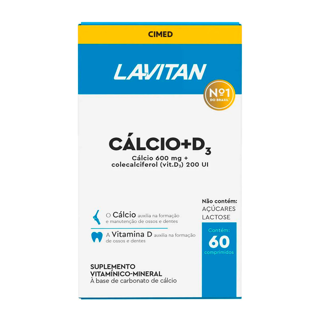 Lavitan Calcio + Vitamina D3 60 Comprimidos Suplemento Vitaminico Dentes