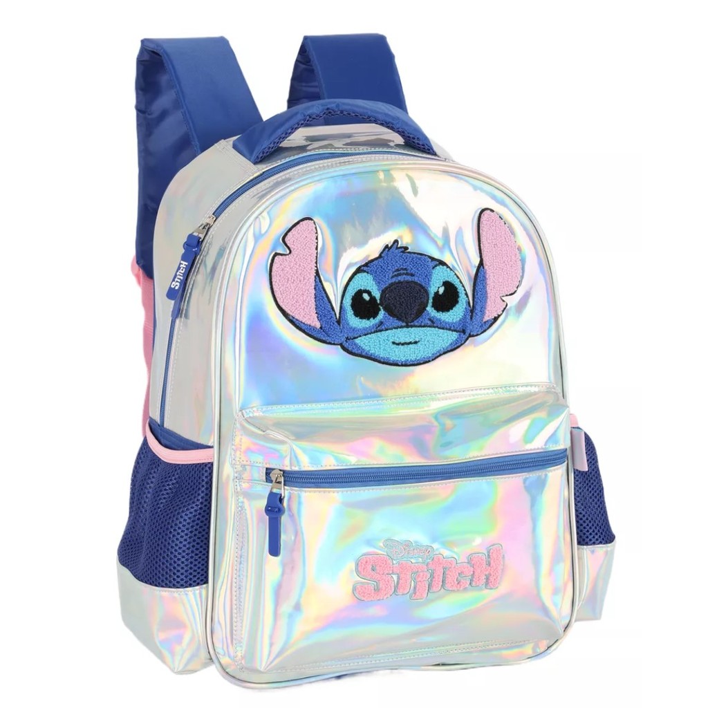 Mochila Escolar Infantil Feminina Costas Lilo Stitch Prata em Oferta na Shopee