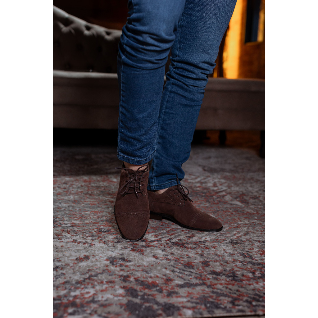 Sapato Social Masculino Oxford em Camurça Versátil e Confortável Escritório Festa Igreja