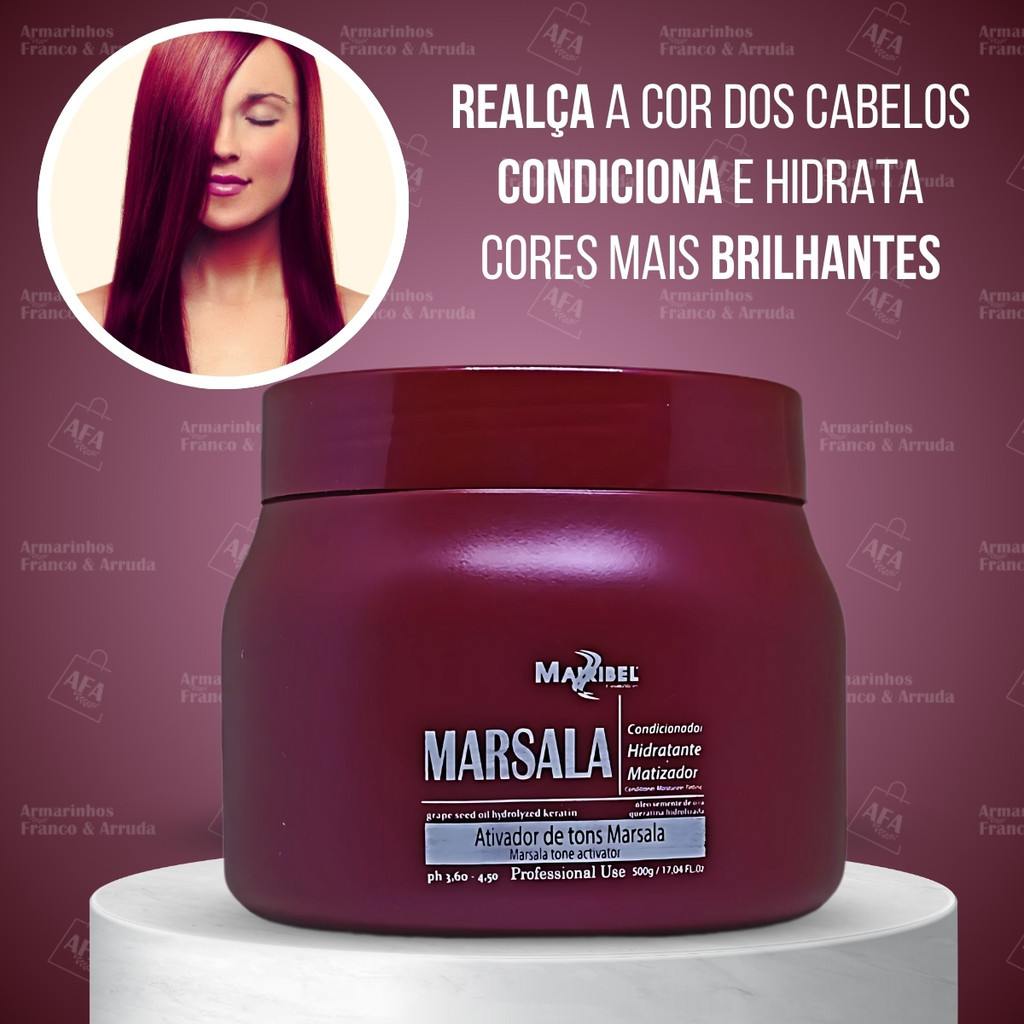 Máscara Matizadora Marsala Tonalizante de Tons Vermelho Marsala - Mairibel 500g