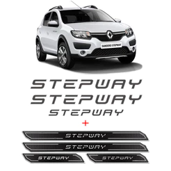 Kit Adesivos Sandero Stepway 2015 Grafite + Soleira Da Porta