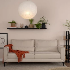 Sofá 3 Lugares Versatti Linho Bege 210 cm