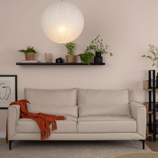 Sofá 3 Lugares Versatti Linho Bege 210 cm em Oferta na Shopee