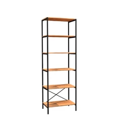 Estante Trento Madeira e Preta 180 cm