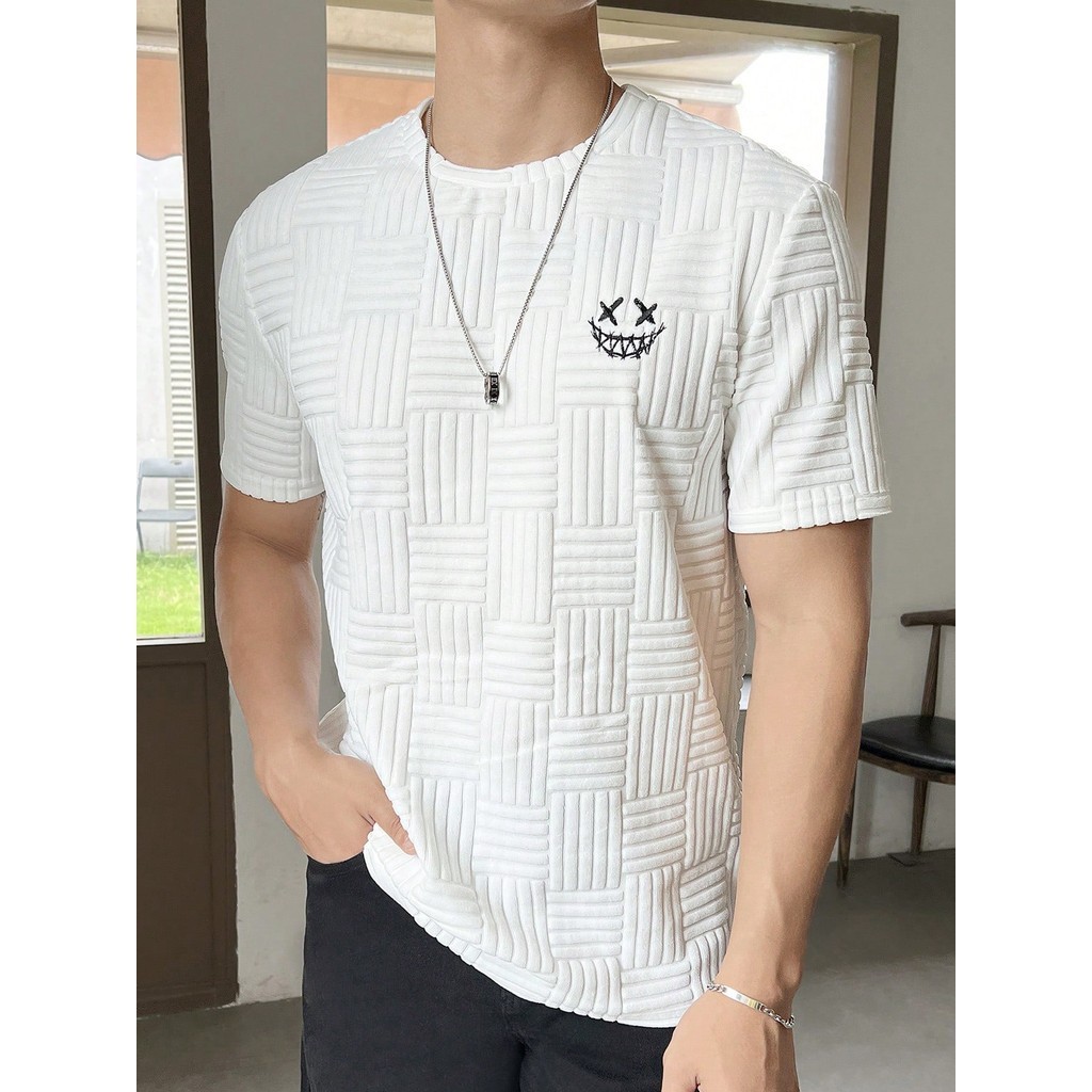 Manfinity Hypemode Camiseta Casual Masculina de Gola Redonda e Manga Curta com Estampa
