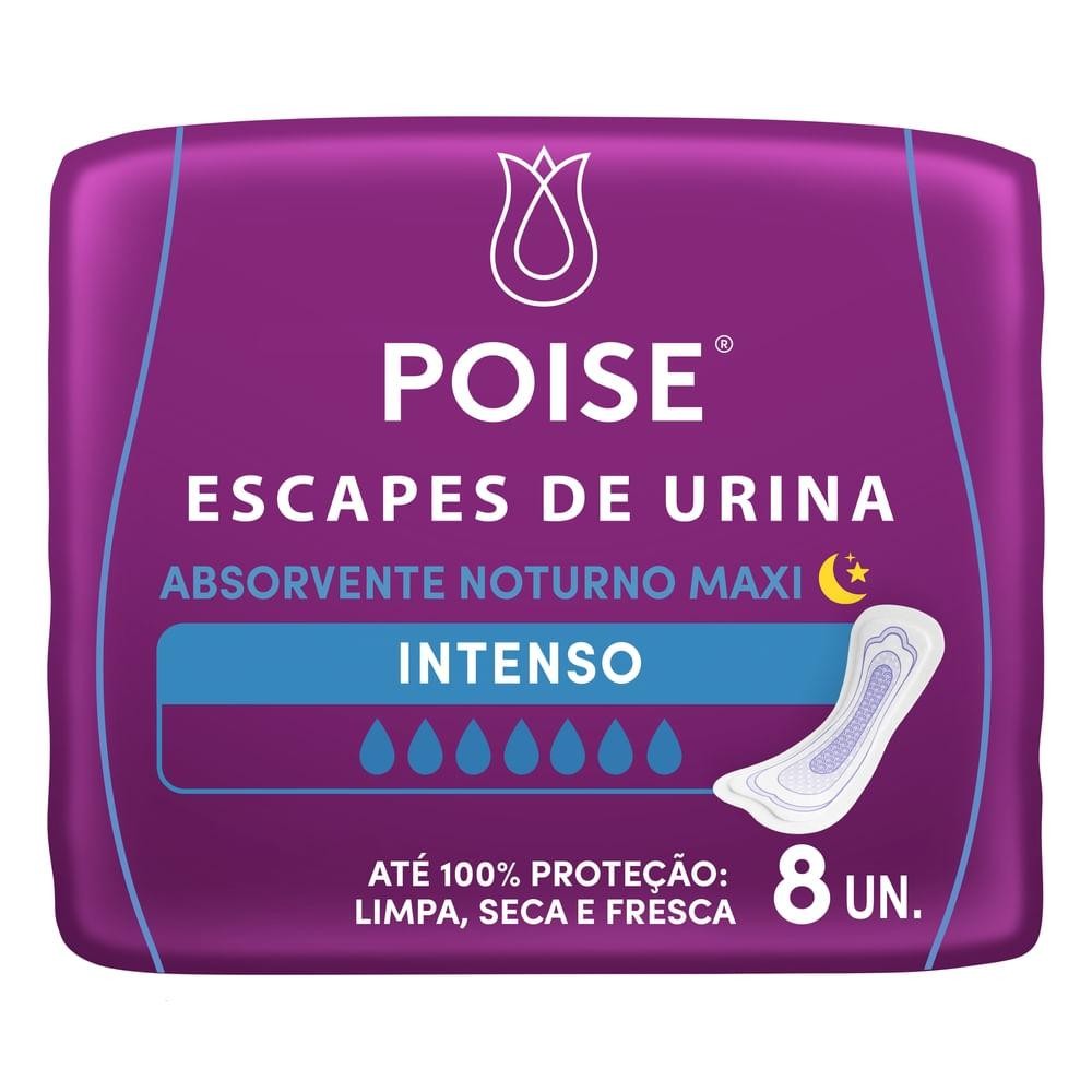 Absorvente Poise Escapes De Urina Noturno Maxi Intenso Com 8 em Oferta na Shopee
