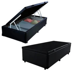 Cama Box Baú Solteiro Sintético Serene Preto 88x188x44