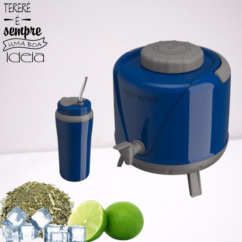 Kit Tereré Garrafão 5 Litros + Copo/cuia C/ Tampa Bomba Inox 650ml Unitermi