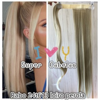 Rabo de cavalo Cor 28t613 loiro perola perolado 100gramas 60cm sem brilho parece cabelo humano VELCRO