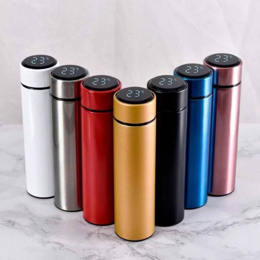 Garrafa térmica vácuo Aço Inox 500ml com Led medidor de temperatura digital Ideal Viagens Escritório
