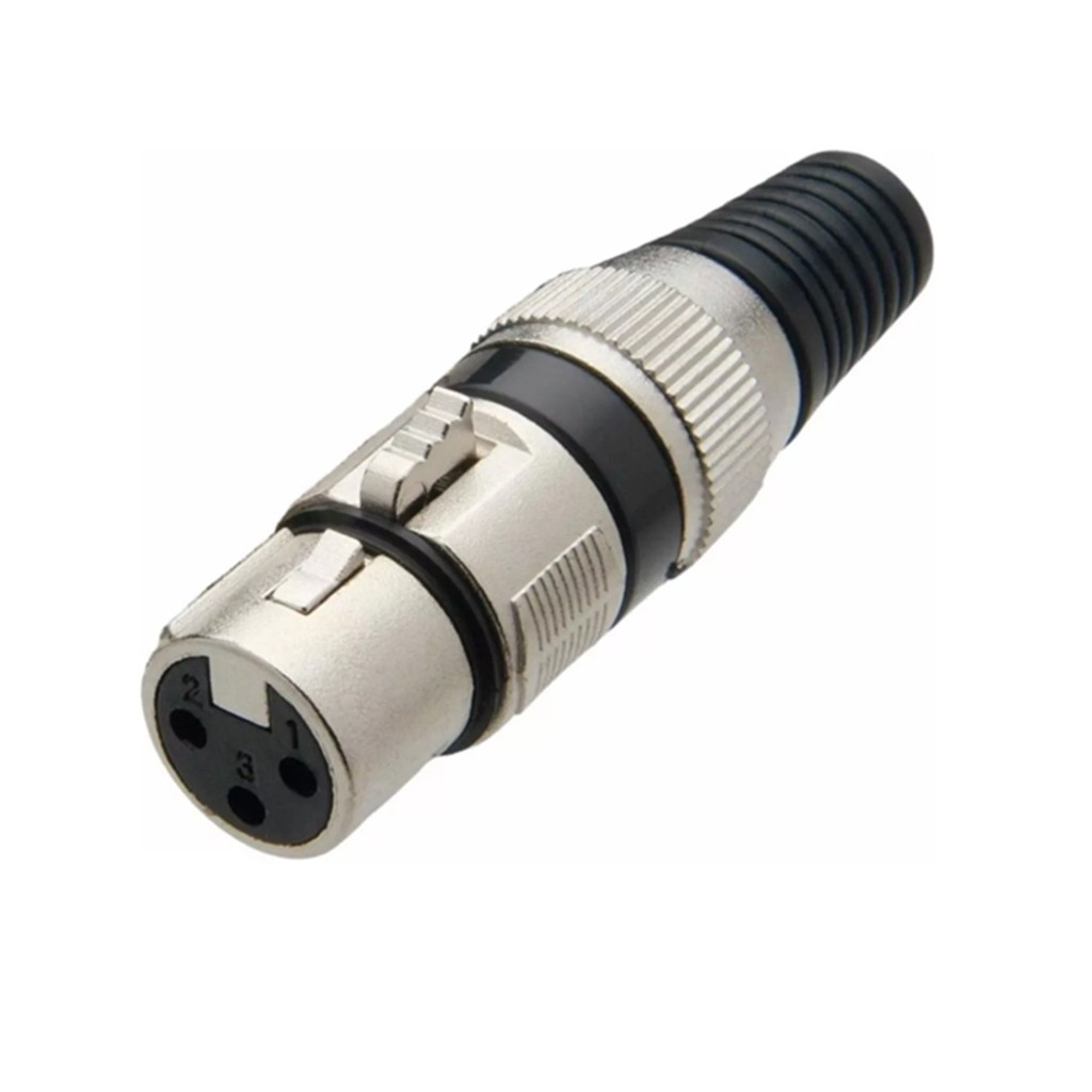 Kit 5 Peças Plug XLR Cannon Fêmea Profissional – Conexão Segura e Durável