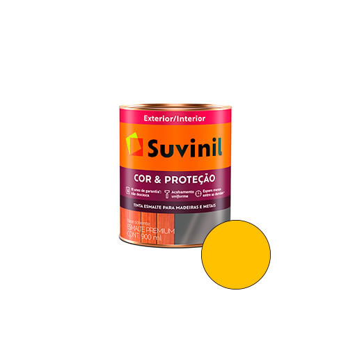 Tinta Esmalte Sintético Cor e Proteção Amarelo Ouro Brilhante 900ml - SUVINIL - Home & Living