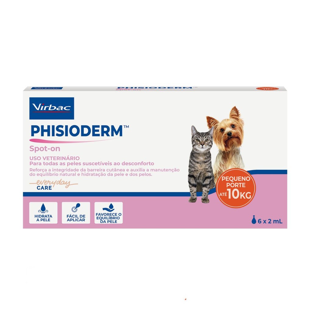 Phisioderm Spot On - 2 mL 6 Pipetas - Virbac Pele e Pelagem - Pets