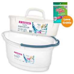 Kit Balde Oval 14L e Balaio de Limpeza Plástico Transparente Hydrus Sanremo