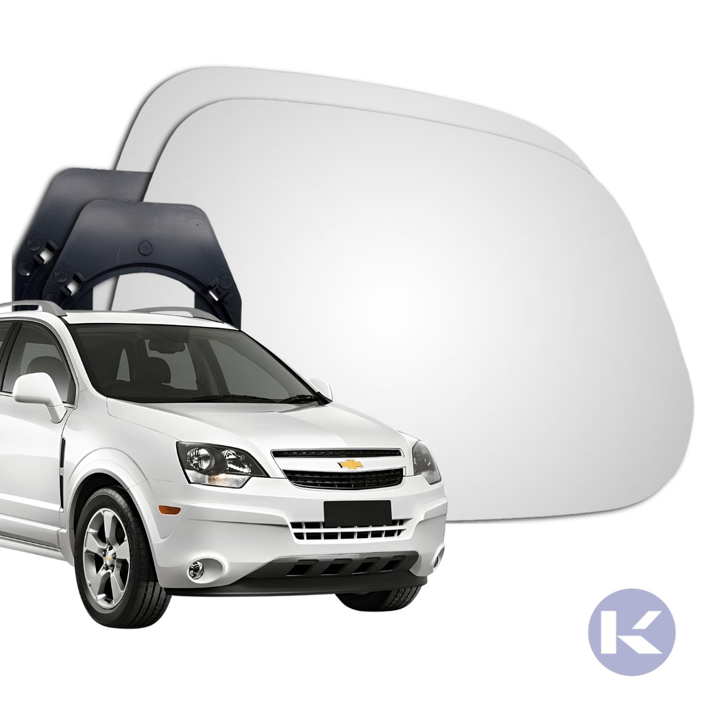 Lente Espelho Retrovisor Convexo Metalizado Com Base Universal Captiva 2008 a 2017