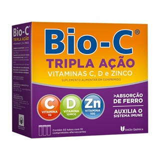 Bio C Tripla Acao Com 30 Comprimidos Efervecentes em Oferta na Shopee