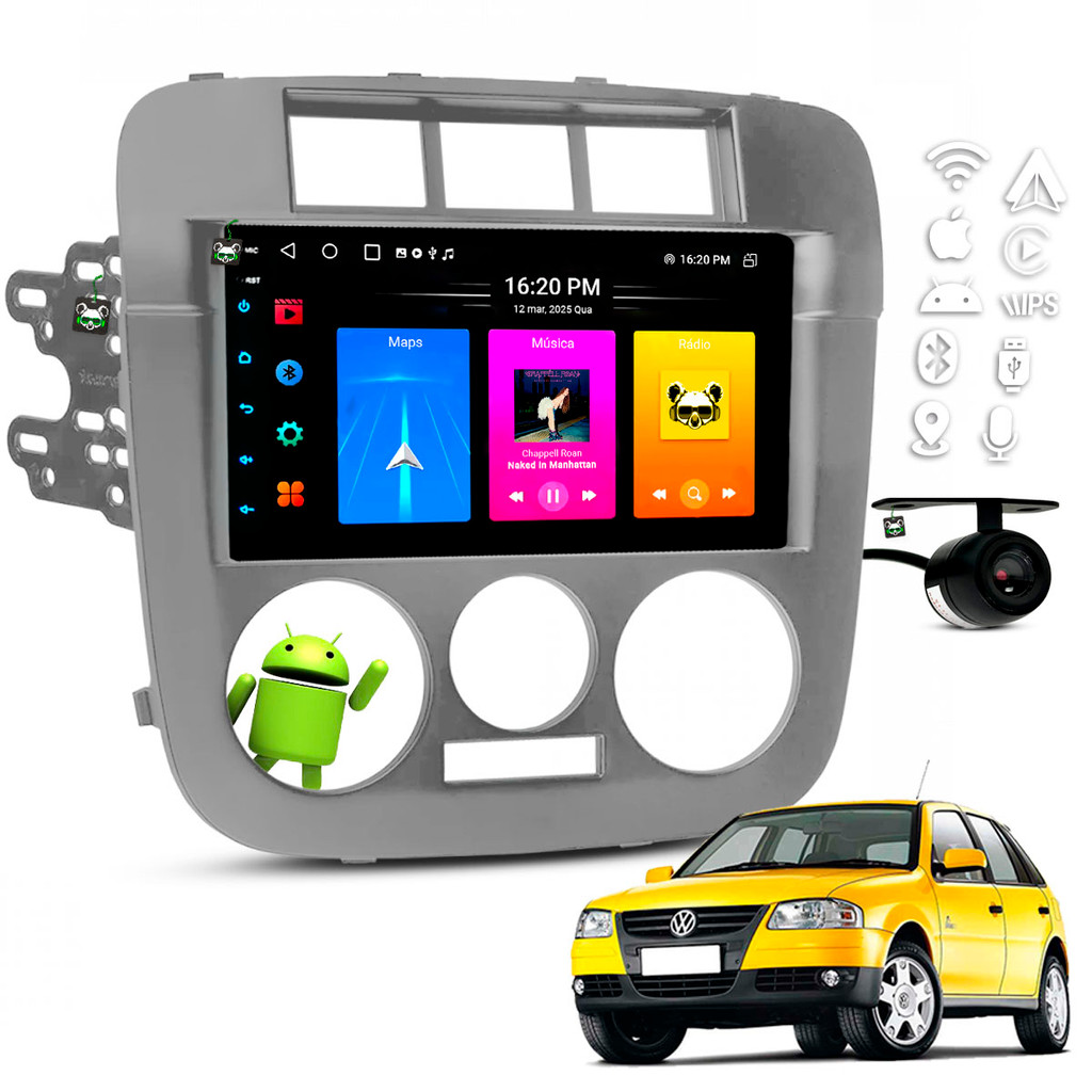 Kit Multimídia Android Carplay 7 Pol Gol G4 2005 2006 2007 2008 2009 2010 2011 2012 2013 2014