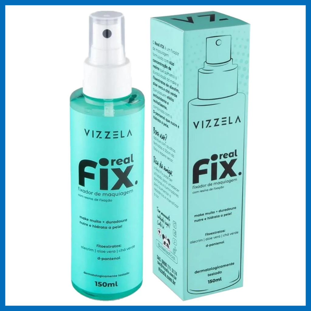 Fixador de Maquiagem Real Fix Líquido Spray Vizzela 150ml Vegano Blindagem