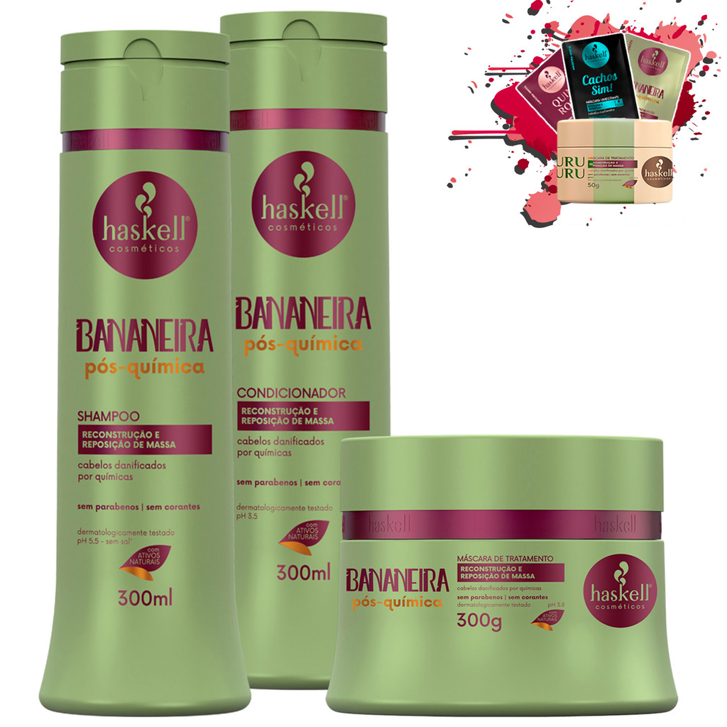 Kit Haskell Bananeira Shampoo Condicionador Mascara 250g em Oferta na Shopee