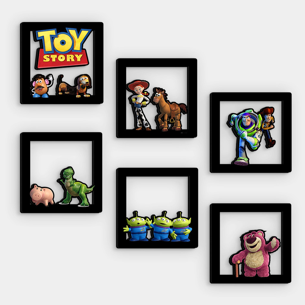 Kit 6 Quadros Toy Story MDF Vazado 14x14cm em Oferta na Shopee