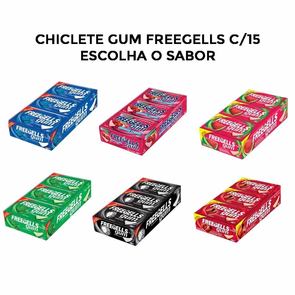 Chiclete Gum ESCOLHA O SABOR 8g c/15 - Freegells