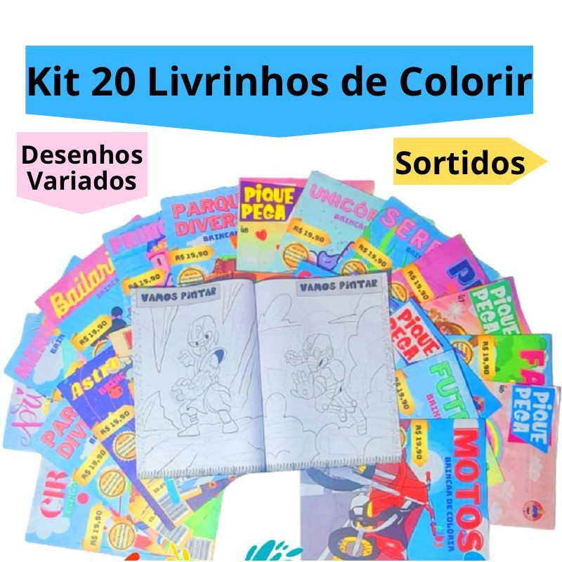 Kit 20 Revistinha Livro Educativo de Colorir Kit Festa Lembrancinha Infantil em Oferta na Shopee