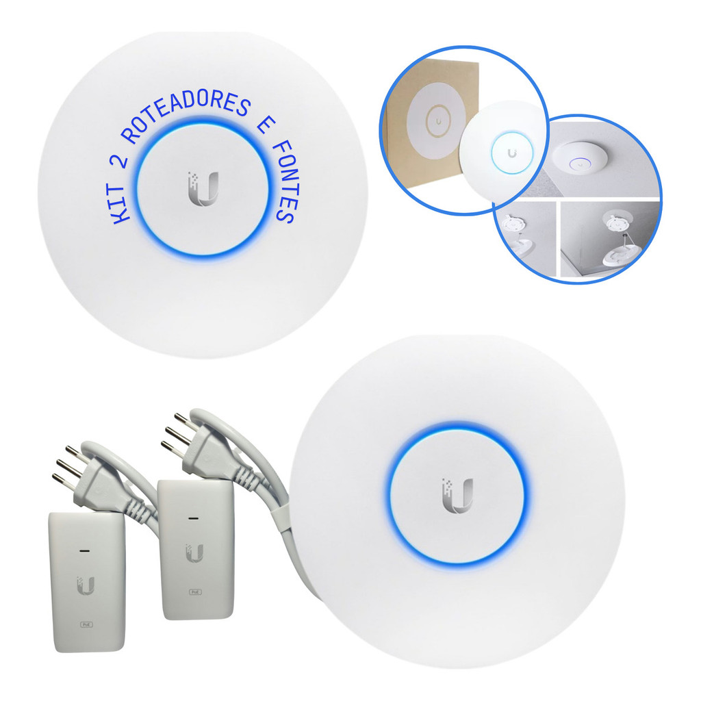 Access Point Ubiquiti Unifi U6+ Plus + Fonte Poe Kit C\ 2uni