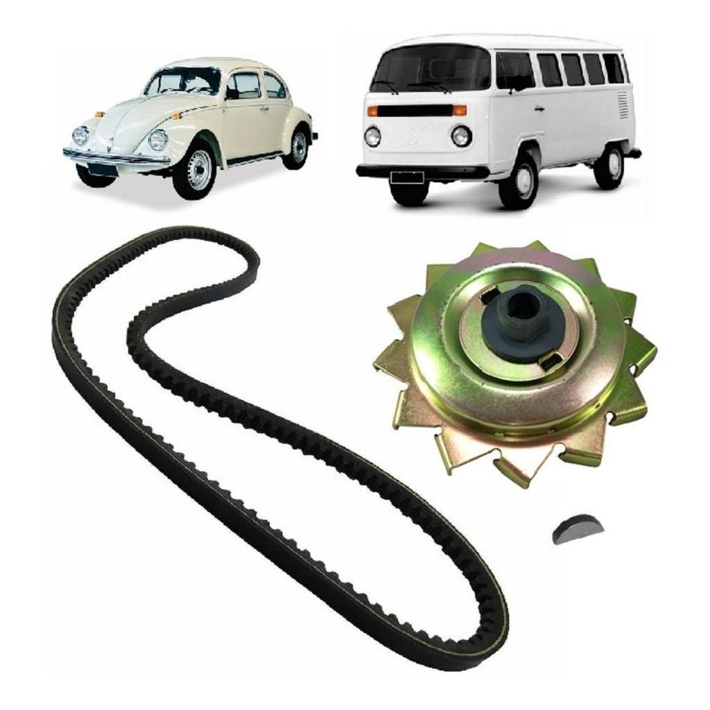 Kit Correia Polia Chaveta Do Alternador Fusca Kombi Brasilia Tl Variant 1300 1500 1600