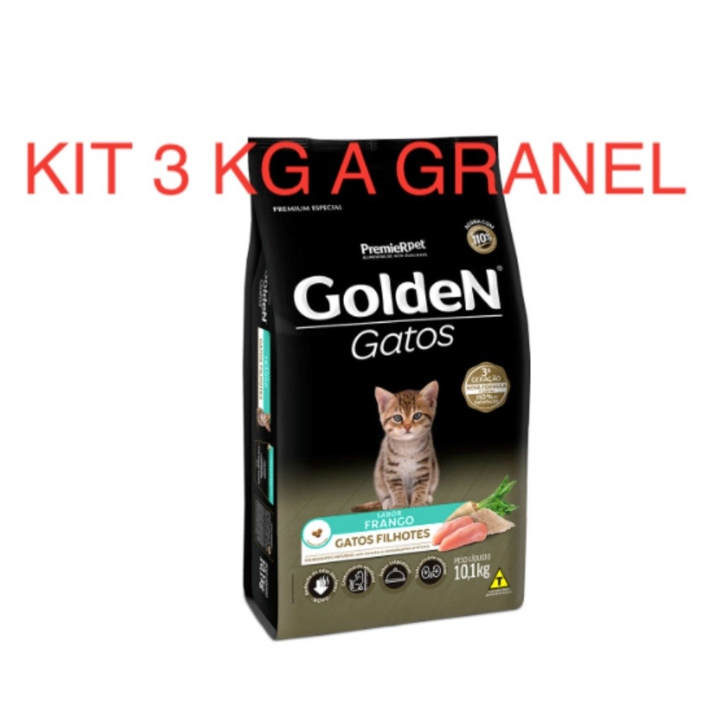 Kit 3 Kg Ração A Granel Golden Gatos Filhotes Frango