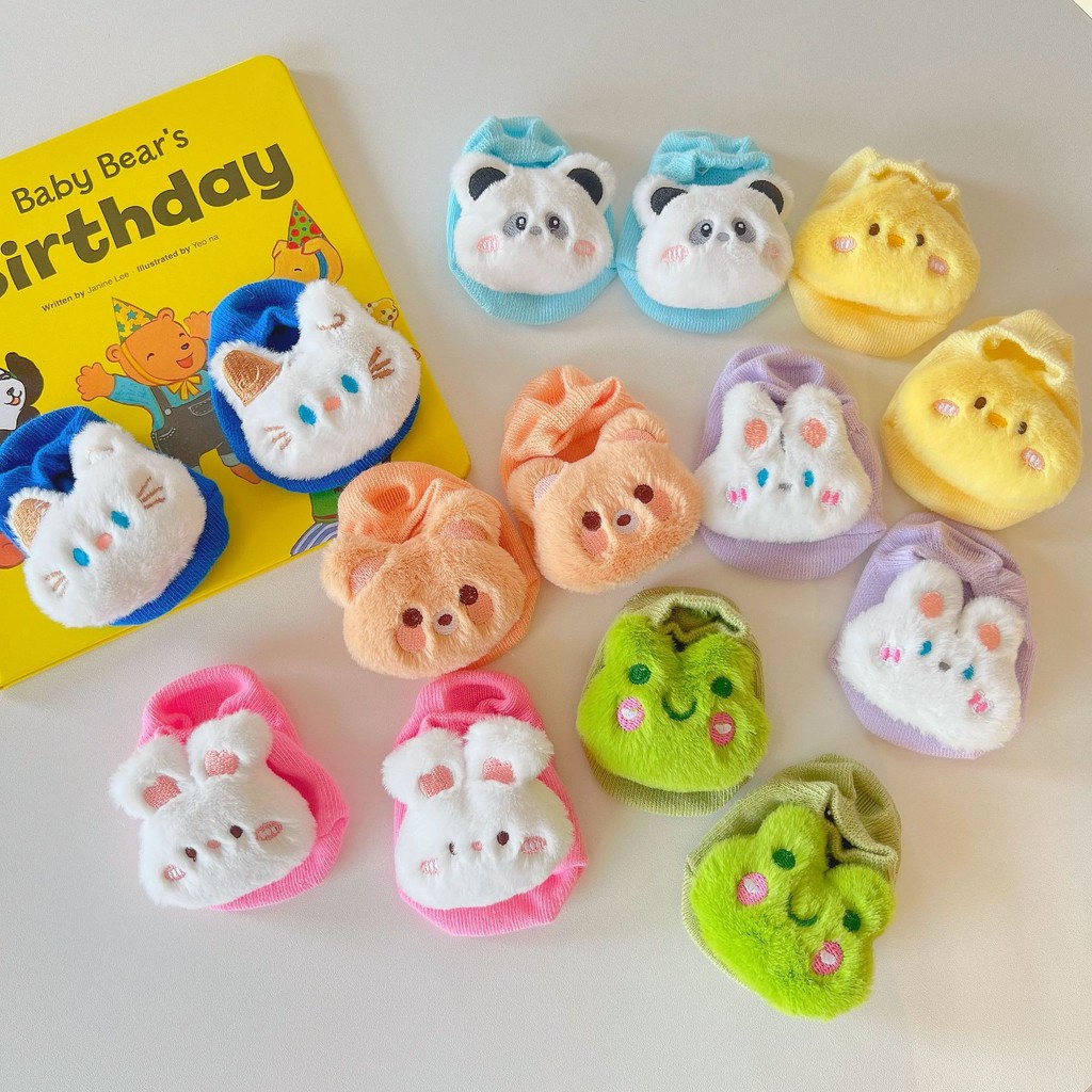 Meias Infantil Bebê Pantufa 3D Bichinho Meia Recém Nascido/Menina/Menino Antiderrapantes