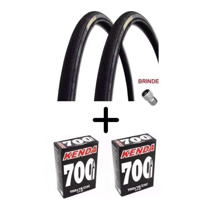 Par Pneu Speed 700x23 Pirelli Tornado Alfa 2 Câmara +brinde Cor Preto em Oferta na Shopee