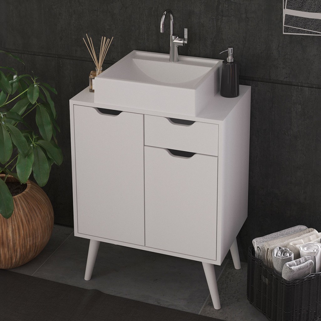 Armário de Banheiro 2 Portas 1 Gaveta BN3637 - Tecno Mobili em Oferta na Shopee