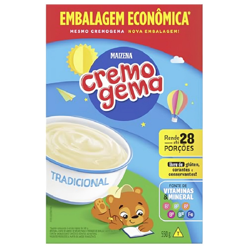 01,02,03,04 ou 05 und Mingau Tradicional Maizena Cremogema Caixa 550g - Embalagem Econômica