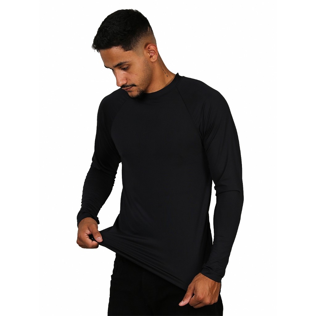 Camisa Térmica Proteção Uv 50+ Segunda Pele Camiseta Blusa Malha Fria Unissex Academia Manga Longa