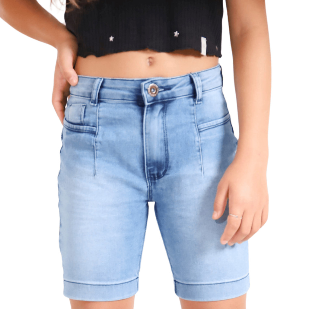 Bermuda Shorts Ciclista Jeans Menina Feminina Juvenil