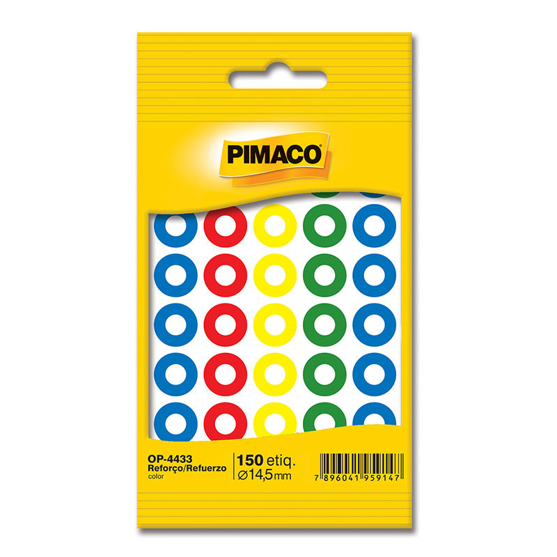 Reforço colorido autoadesivo OP4433 com 150 unid Pimaco - Stationery