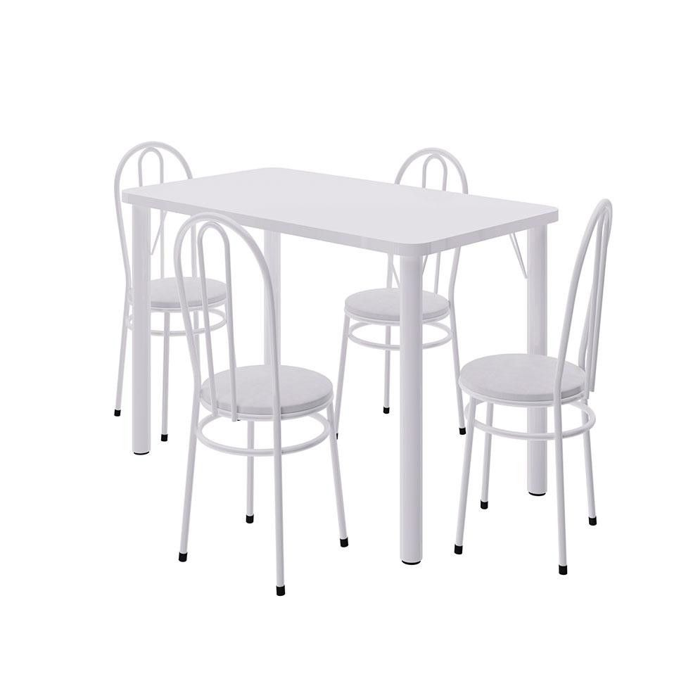 Conjunto de Mesa de Cozinha com 4 Lugares Roma Branco - Home & Living