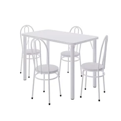 Conjunto de Mesa de Cozinha com 4 Lugares Roma Branco