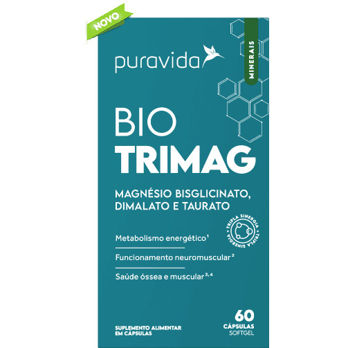 BIO TRIMAG MAGNÉSIO BISGLICINATO, DIMALATO E TAURATO - PURAVIDA  60 CAPSULAS