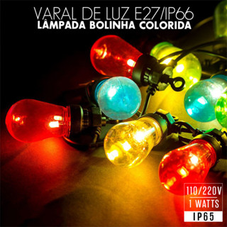 Kit Varal de Luz 5 Metros com 10 Soquetes + 10 Lâmpadas Coloridas – Pronto para Usar! em Oferta na Shopee