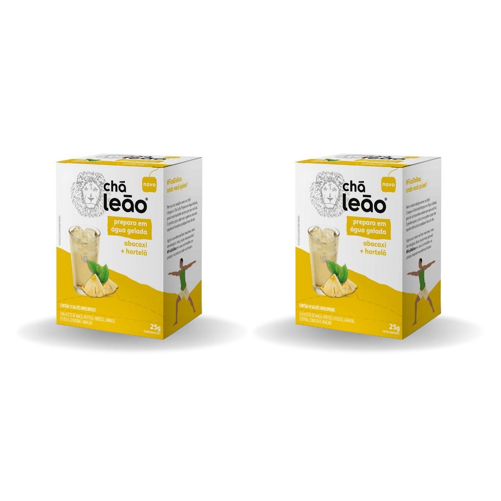 Kit 2un Chá Gelado 25G Leão Abacaxi + Hortelã em Oferta na Shopee